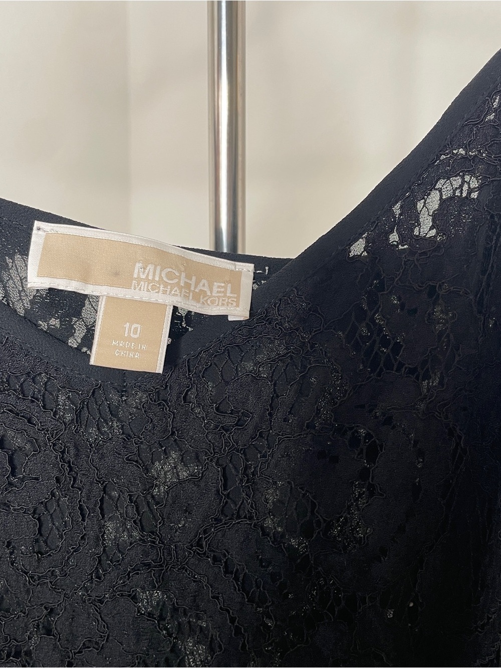 Michael Kors Black lace Dress Spaghetti Strap V neck - Women's 10 - Picture 2 of 6